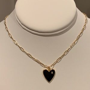 Black Enamel Heart Necklace